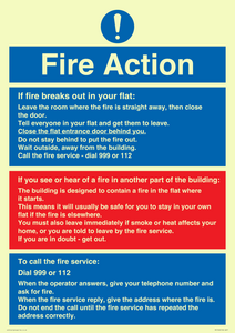 Fire action notice Stay Put message